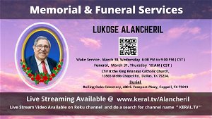 Funeral Service Lukose Alancheril Dallas 