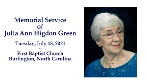 Memorial Service of Julia Green